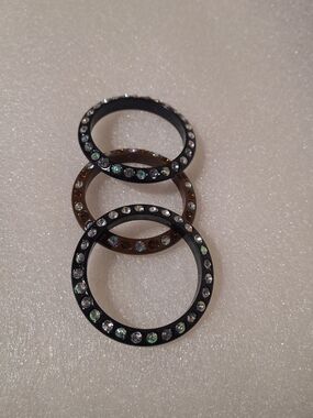 Rhinestone Accent Hoop Bracelets – Black and Brown